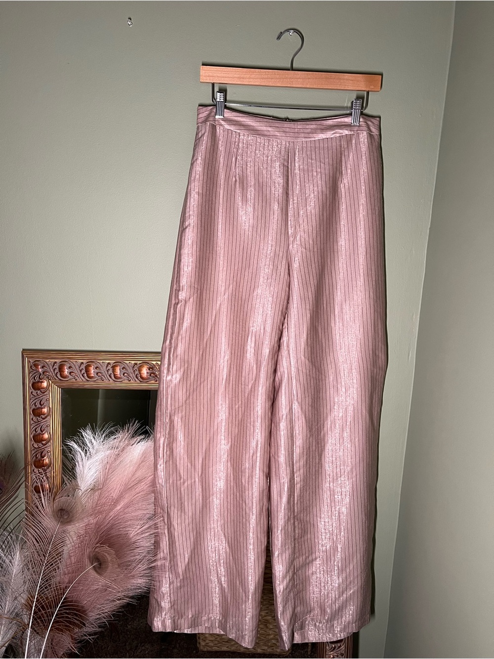 Entry Dusty Rose Wide-Leg Satin Pants